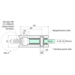 Svorka na trubku ø 42,4 mm, sklo 6 - 10,76 mm, AISI 304 Svorka na trubku ø 42,4 mm, sklo 6 - 10,76 mm, AISI 304